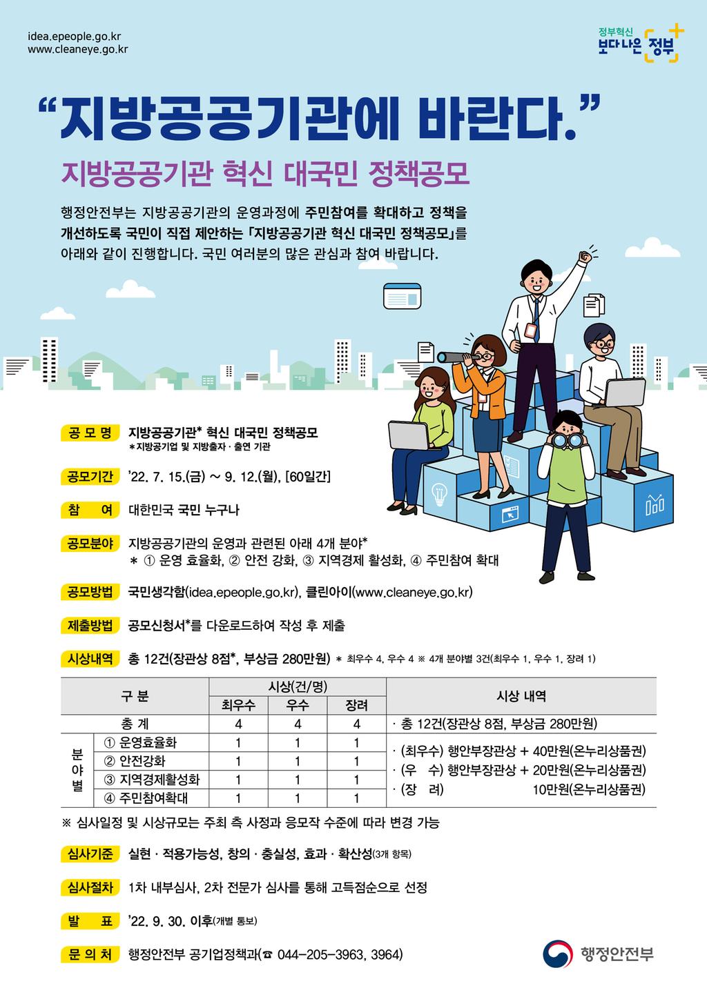 2022년 지방공공기관 혁신 대국민 정책공모 실시 안내